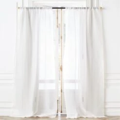 Warm White Linen Sheer Window Curtain Panel 48"x84"