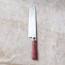 Lockjaw Nakiri Knife With Purple Burl Wood Handle