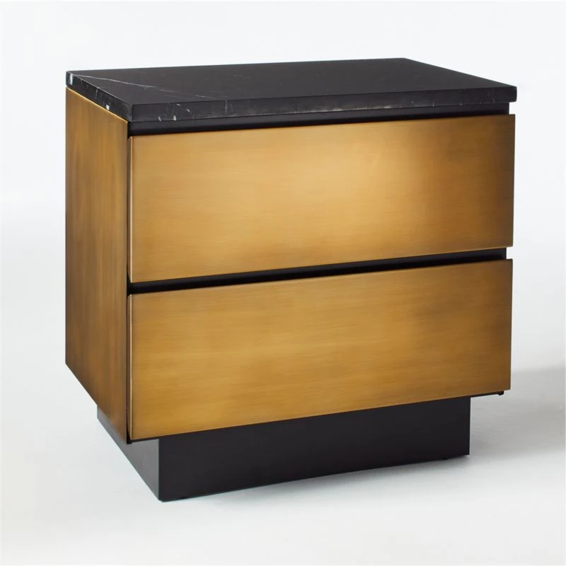 Logan 2-Drawer Brass And Black Marble Nightstand 8 Logan 2-Drawer Brass And Black Marble Nightstand - Image 6