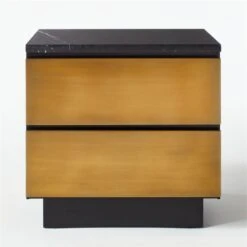 Logan 2-Drawer Brass And Black Marble Nightstand 16 Logan 2-Drawer Brass And Black Marble Nightstand -Home Furnishings Store LoganBrsNBlkMrblNghtstndSOF20