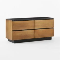 Logan 4-Drawer Black Marble-Top Dresser -Home Furnishings Store LoganBsNBkMrblLowDresser3QSSS23