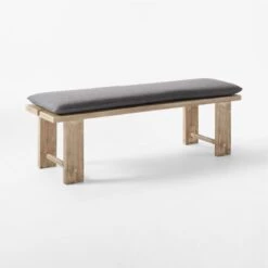 Lupine Teak Outdoor Dining Bench With Sunbrella ® Cushion 16 Lupine Teak Outdoor Dining Bench With Sunbrella ® Cushion -Home Furnishings Store LupineDiningBench3QSSS22