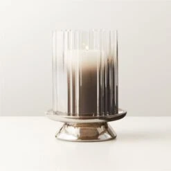 Lustro Smoked Glass Hurricane Candle Holder Small -Home Furnishings Store LustroGlassHurricaneSmROF22