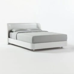 Bowed White Lacquered Queen Bed -Home Furnishings Store MajorWhiteLacqueredQBed3QF20