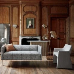 Foley Faux Mohair Grey Dining Armchair -Home Furnishings Store MaraisloveseatwithChromeJL20 1x1A