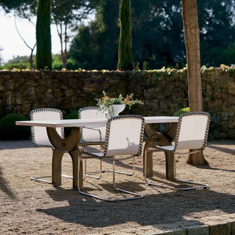 Enzo Natural Sunbrella ® Outdoor Armless Sling Chair Set Of 4 6 Enzo Natural Sunbrella ® Outdoor Armless Sling Chair Set Of 4 - Image 4