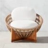 Masha Rattan And Teak Outdoor Lounge Chair With White Sunbrella® Cushions -Home Furnishings Store MashaLoungeChairSHS23