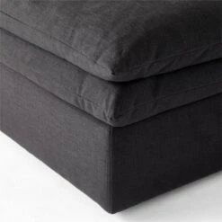 Mattea Onyx Black Performance Linen Ottoman -Home Furnishings Store MatteaOnyxOttomanAVSSS23