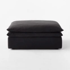 Mattea Onyx Black Performance Linen Ottoman -Home Furnishings Store MatteaOnyxOttomanSOSSS23