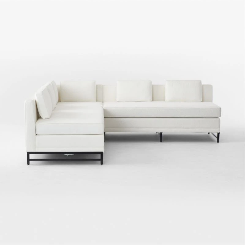 Metric 3-Piece L-Shaped White Boucle Sectional Sofa 6 Metric 3-Piece L-Shaped White Boucle Sectional Sofa - Image 4