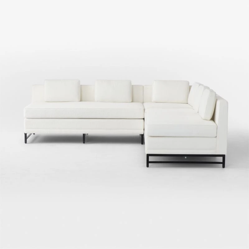 Metric 3-Piece L-Shaped White Boucle Sectional Sofa 4 Metric 3-Piece L-Shaped White Boucle Sectional Sofa - Image 2