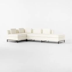 Metric 3-Piece L-Shaped White Boucle Sectional Sofa With Right Half-Back -Home Furnishings Store Metric3pcWhtBclRAHBSect3QSSF22