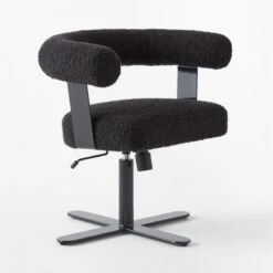 Mezza Charcoal Grey Boucle Office Chair -Home Furnishings Store MezzaCharcBclChair3QSSS23