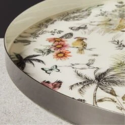 Jungle Print Round Serving Tray 9 Jungle Print Round Serving Tray -Home Furnishings Store MidnightJnglEnmlSrvngTryAVSHF20