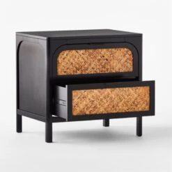 Miri 2-Drawer Black Cane Nightstand -Home Furnishings Store MiriNightstand3QAVSSF21