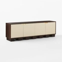 Moti Brown And White Mango Wood Media Console -Home Furnishings Store MotiMediaCredenza3QSSS23