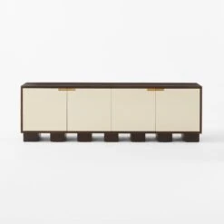 Moti Brown And White Mango Wood Media Console -Home Furnishings Store MotiMediaCredenzaSOSSS23