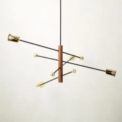 Norte Walnut Wood And Brass Chandelier 11 Norte Walnut Wood And Brass Chandelier -Home Furnishings Store NorteBrsNWlntChandelierAV2SHS22