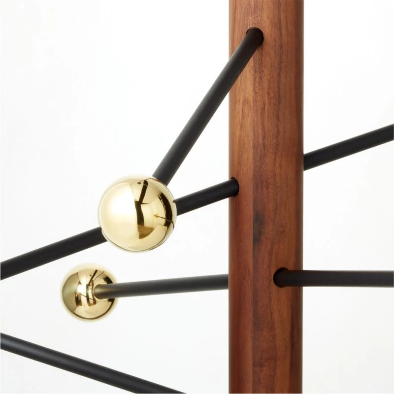 Norte Walnut Wood And Brass Chandelier 6 Norte Walnut Wood And Brass Chandelier - Image 4