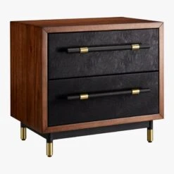 Oberlin 2-Drawer Faux Leather And Wood Nightstand 13 Oberlin 2-Drawer Faux Leather And Wood Nightstand -Home Furnishings Store OberlinNighstand3QFS18