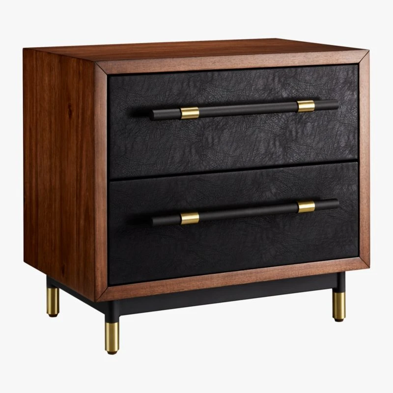 Oberlin 2-Drawer Faux Leather And Wood Nightstand 6 Oberlin 2-Drawer Faux Leather And Wood Nightstand - Image 4