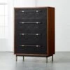 Oberlin Tall 4-Drawer Black Leather And Wood Dresser -Home Furnishings Store OberlinTallChestSHS18 1x1