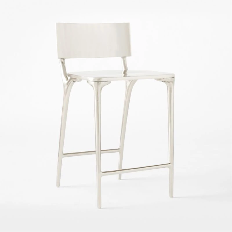 Oro Polished Silver Counter Stool 6 Oro Polished Silver Counter Stool - Image 4