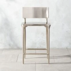 Oro Polished Silver Counter Stool