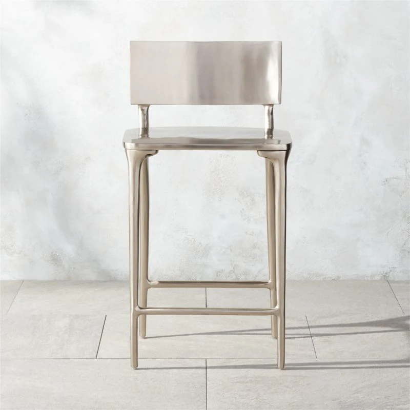 Oro Polished Silver Counter Stool 3 Oro Polished Silver Counter Stool