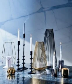 Allis Black Taper Candle Holders Set Of 3 -Home Furnishings Store PalmLeafTeaLightCandleHolderOC19