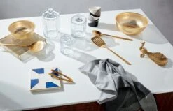 Brushed Gold Cooking Utensils -Home Furnishings Store ParasolBlueAndWhiteMarbleTrivetNV19