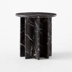 Pasar Round Black Marble Side Table 8 Pasar Round Black Marble Side Table -Home Furnishings Store PasarBlkMblSideTable3QSSS23