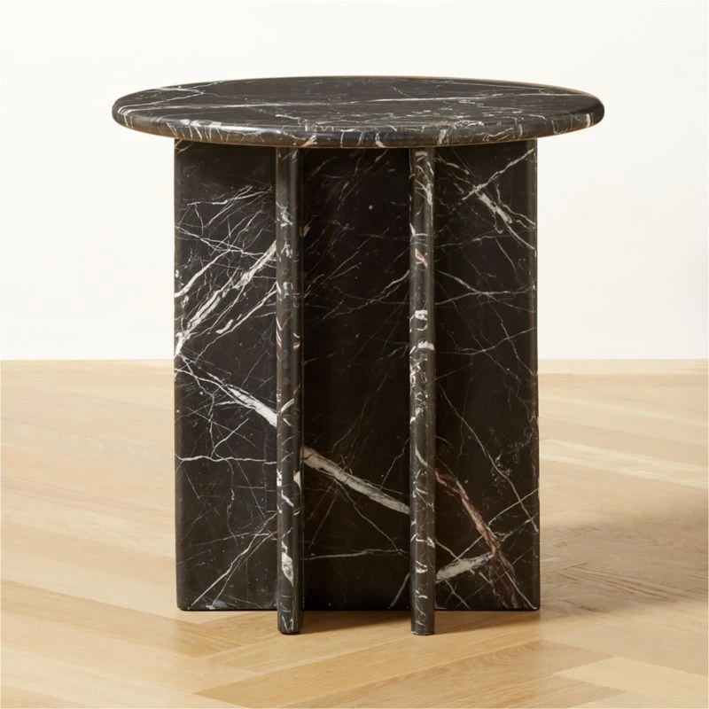 Pasar Round Black Marble Side Table 3 Pasar Round Black Marble Side Table