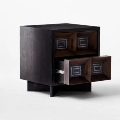 Paseo 2-Drawer Carved Black Oak Wood Nightstand -Home Furnishings Store PaseoNightstand3QAVSSF21