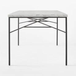Pavilion Black Metal Outdoor Dining Table With Marble Top Large Model 6142 -Home Furnishings Store Pavilion6142LBkDnTbWMbTpSDSSS23