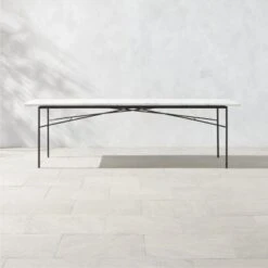 Pavilion Black Metal Outdoor Dining Table With Marble Top Large Model 6142