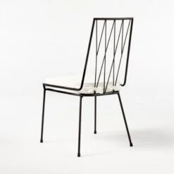 Pavilion Black Armless Outdoor Dining Chair With Ivory Sunbrella ® Cushion Model 6150 -Home Furnishings Store Pavilion6350IvArmlssDnCh3QBSSS21