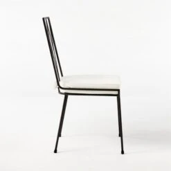 Pavilion Black Armless Outdoor Dining Chair With Ivory Sunbrella ® Cushion Model 6150 -Home Furnishings Store Pavilion6350IvArmlssDnChSDSSS21