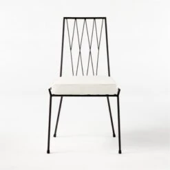 Pavilion Black Armless Outdoor Dining Chair With Ivory Sunbrella ® Cushion Model 6150 -Home Furnishings Store Pavilion6350IvArmlssDnChSOSSS21