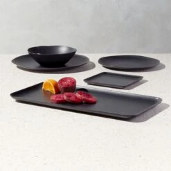 Pebble Matte Black Melamine Salad Bowl Set Of 4 7 Pebble Matte Black Melamine Salad Bowl Set Of 4 -Home Furnishings Store PebbleMttBkMlmnCollectionFHS21