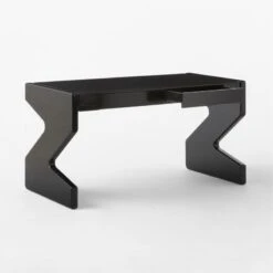 Perno 2-Drawer High-Gloss Black Oak Wood Desk -Home Furnishings Store PernoDesk3QAVSSS23