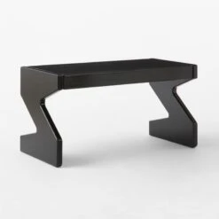 Perno 2-Drawer High-Gloss Black Oak Wood Desk -Home Furnishings Store PernoDesk3QBSSS23