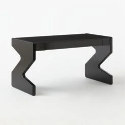 Perno 2-Drawer High-Gloss Black Oak Wood Desk -Home Furnishings Store PernoDesk3QSSS23