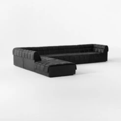 Pezzo 6-Piece L-Shaped Black Leather Sectional Sofa With Right Arm -Home Furnishings Store Pezzo6PcBlkLthrRASect3QSSS23