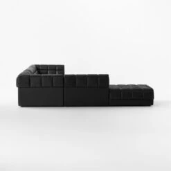Pezzo 6-Piece L-Shaped Black Leather Sectional Sofa With Right Arm -Home Furnishings Store Pezzo6PcBlkLthrRASectSDSSS23