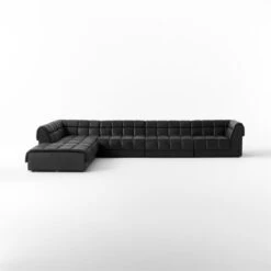 Pezzo 6-Piece L-Shaped Black Leather Sectional Sofa With Right Arm -Home Furnishings Store Pezzo6PcBlkLthrRASectSOSSS23