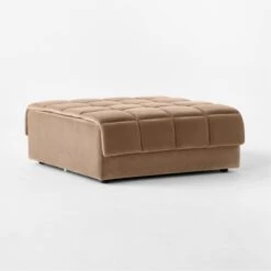 Pezzo Toffee Brown Velvet Ottoman -Home Furnishings Store PezzoBgVlvtOttoman3QSSS23