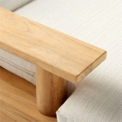 Pinet Teak Outdoor Double Chaise Lounge With Textured Ivory Perennials® Cushions -Home Furnishings Store PinetTeakDoubleChaiseAV2SSS23