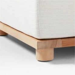 Pinet Teak Outdoor Ottoman With Textured Ivory Perennials® Cushion 11 Pinet Teak Outdoor Ottoman With Textured Ivory Perennials® Cushion -Home Furnishings Store PinetTeakOttomanAVSSS23