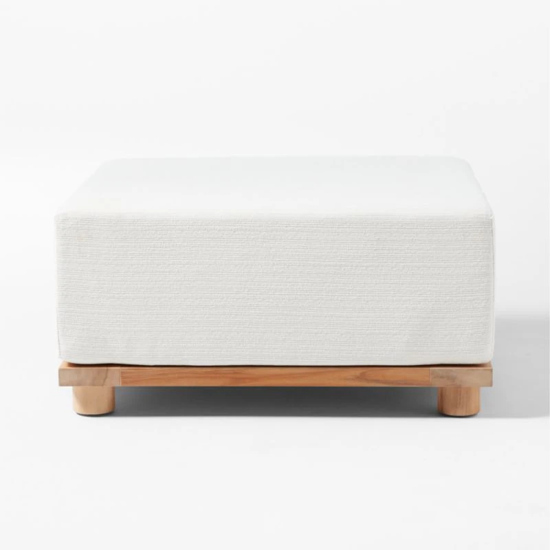 Pinet Teak Outdoor Ottoman With Textured Ivory Perennials® Cushion 5 Pinet Teak Outdoor Ottoman With Textured Ivory Perennials® Cushion - Image 3